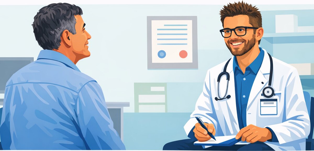 Illustration of a clinician visit